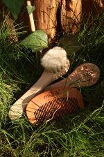 CSA 2'li Set %100 Doğal Keçi Kılı Yumuş Yüz/Saç Bakım Fırçası Kiraz Ağacı Tarak