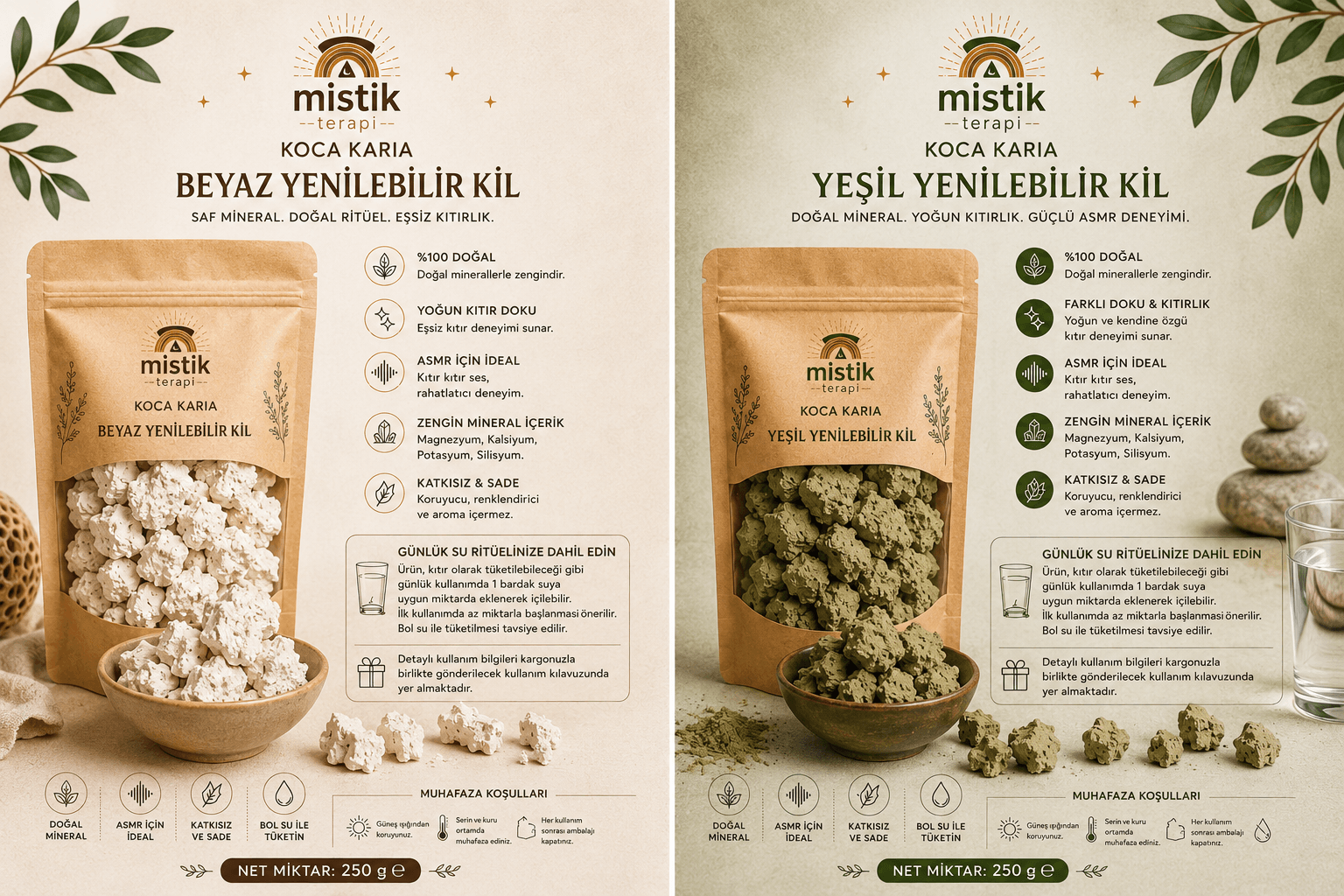 Koca Karia Beyaz & Yeşil Yenilebilir Kil Seti (2’li Paket)